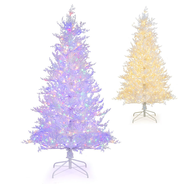 Dreamade 6ft Pre-Lit Artificial Christmas Tree with 300 Multi-Color & Warm-White Fairy LED Lights