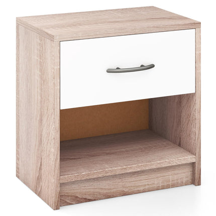 Dreamade Night Stand Set of 1/2 with Drawer, Wood End Table with Open Storage Shelf for Bedroom