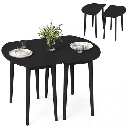 Dreamade Dining Table Set with 2 Half-Round Dinner Tables for 4-6 45" Farmhouse Extendable Kitchen Table