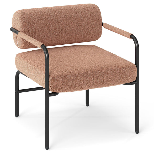 Dreamade Velvet Upholstered Living Room Chair with Thickened Backrest & Metal Armrests
