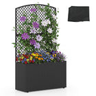 Dreamade 49 inch Tall PE Rattan Raised Garden Bed with Trellis
