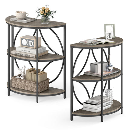 Dreamade Half Round End Table 3-Tier Narrow Side Table(1/2)