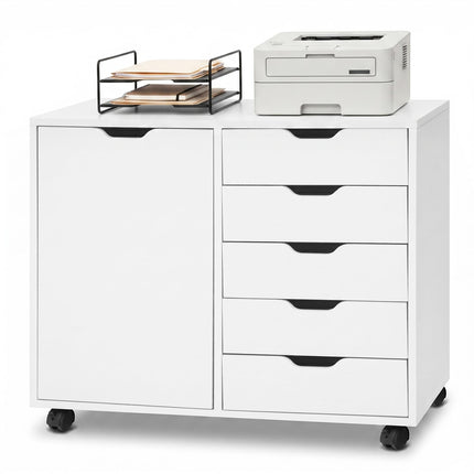 Dreamade 5 Drawer Storage Cabinet on Wheels with Adjustable Shelf