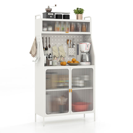 Dreamade Pantry Organizers and Storage, 63.5" H Kitchen Buffet Cabinet with Hutch, Pegboard