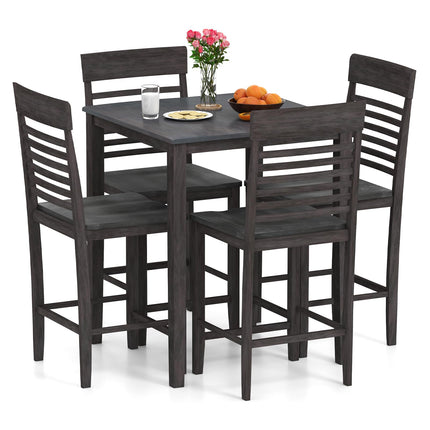 Dreamade Counter-Height Square Kitchen Table and 4 Chairs Set with Rubber Wood Frame
