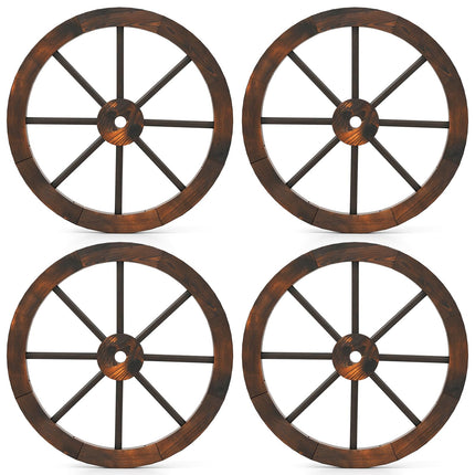 Dreamade 24-Inch Wagon Wheels 2/4 Pieces Carbonized Solid Fir Wood