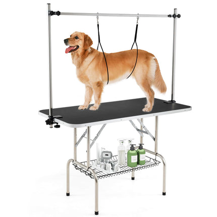 Dreamade 47'' Dog Grooming Table with Adjustable Arm & 2 Nooses