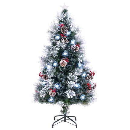 Dreamade Pre-lit Fiber Optic Christmas Tree, Artificial Snowy Xmas Tree with 49 Cool White LED Lights