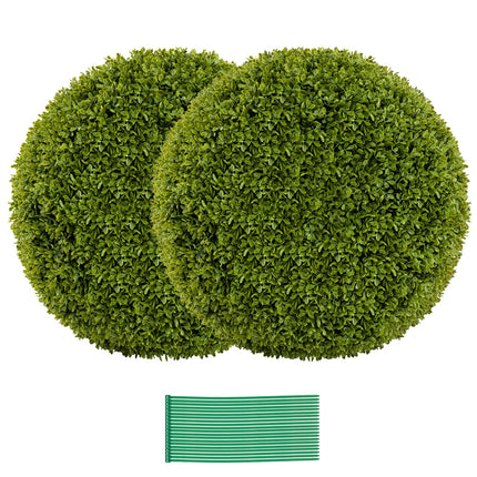 Dreamade 2 PCS 20 Inch Artificial Plant Topiary Ball, Round Faux Boxwood Balls Outdoor with Mimic Fluffy Leaves