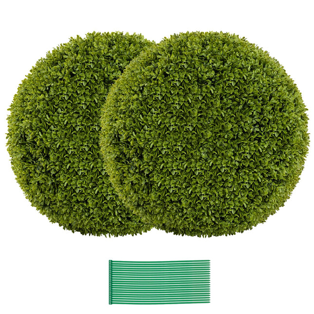 Dreamade 2 PCS 20 Inch Artificial Plant Topiary Ball, Round Faux Boxwood Balls Outdoor with Mimic Fluffy Leaves