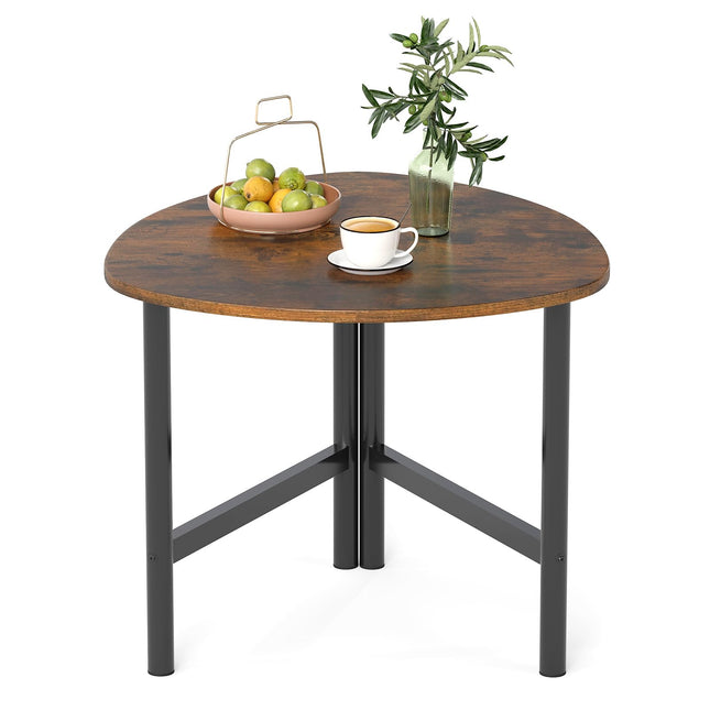 Dreamade Triangle End Table Wood Side Table with Metal Legs