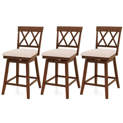 Dreamade Counter Height Bar Stool with Crossed Backs and Rubber Wood Legs