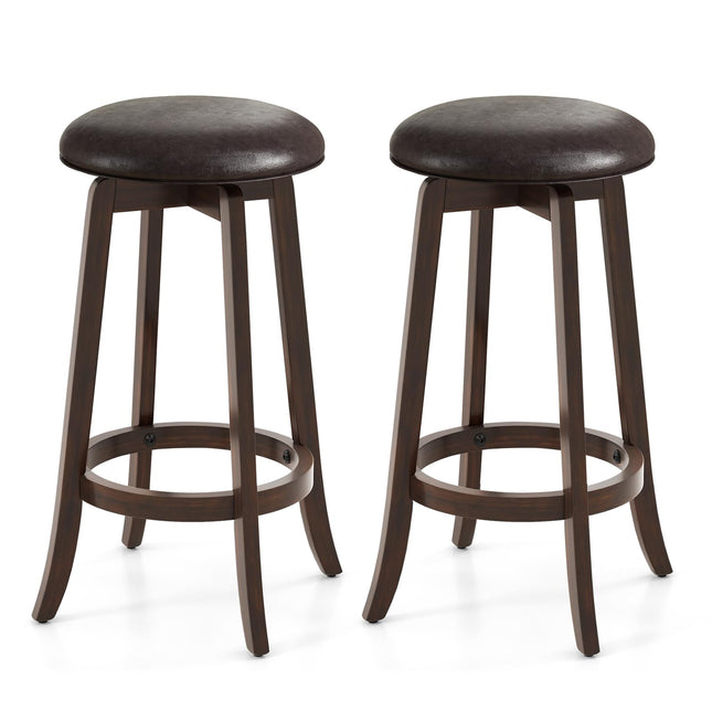 Dreamade Bar Stools Set， 29"/ 24" Bar Height Bar Stools w/ 360° Swivel Round Seat & Footrest