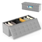 Dreamade 43 Inches Folding Storage Ottoman Bench Upholstered Storage Chest with Side Pocket