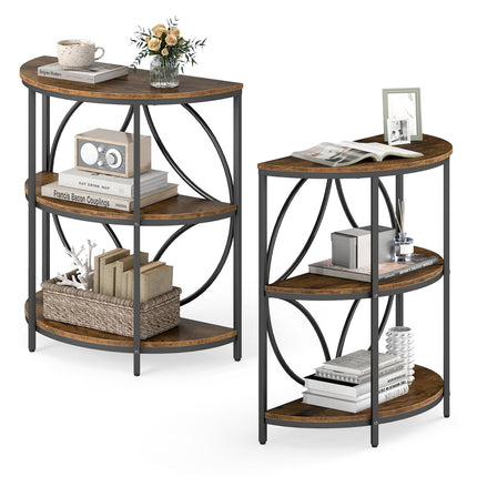 Dreamade Half Round End Table 3-Tier Narrow Side Table(1/2)