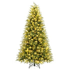 Dreamade 7 FT Pre-Lit Artificial Christmas Tree, Hinged Faux Xmas Tree with 1217 Soft TPE & PVC Mixed Branch Tips