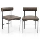 Dreamade Dining Chairs, Faux Leather Upholstered Kitchen Side Chair with Padded Backrest and Cushion, Metal Legs
