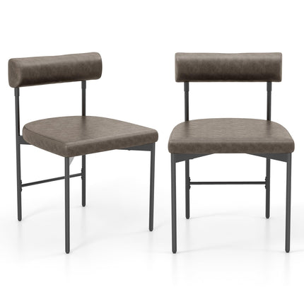 Dreamade Dining Chairs, Faux Leather Upholstered Kitchen Side Chair with Padded Backrest and Cushion, Metal Legs
