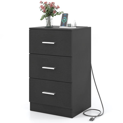 Dreamade Night Stand with Charging Station - 26’’ Tall Side End Table