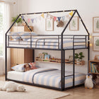 Dreamade House-Shaped Twin Over Twin Metal Bunk Bed