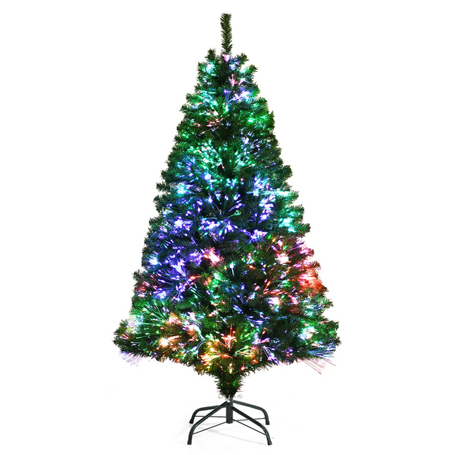 Dreamade Fiber Optic Artificial Christmas Tree, Pre-lit Premium Spruce Tree with Solid Metal Stand - DreamadeUS