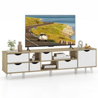 Dreamade TV Stand for TVs up to 65”, Entertainment Center with 5 Drawers, 1 Cabinet, Television Stands for Bedroom, Oak