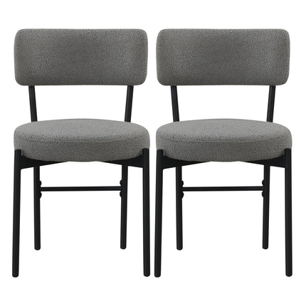Dreamade Boucle Dining Chairs Set of 2/4, Sherpa Upholstered Kitchen Chairs w/Curved Backrest, Padded Seat & Metal Legs