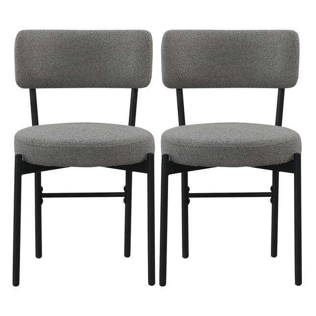 Dreamade Boucle Dining Chairs Set of 2/4, Sherpa Upholstered Kitchen Chairs w/Curved Backrest, Padded Seat & Metal Legs