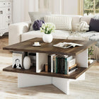 Dreamade Square Coffee Table with Storage for Living Room