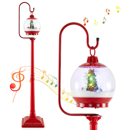 Dreamade 68 Inch Musical Christmas Street Lamp, Festive Lamp Post w/Sound-Activated Snow Globe Lantern