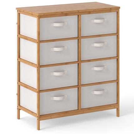 Dreamade 8-Drawers Dresser Bamboo Fabric Storage Tower with Removable Fabric Bins