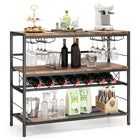 Dreamade 4-Tier Wine Rack Table - 7-Bottle Wine Bar Cabinet w/ 4 Wine Racks & 16 Glasses Holder
