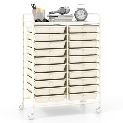 Dreamade Storage Drawer Carts, 20-Drawer Organizer, Utility Cart on Wheels