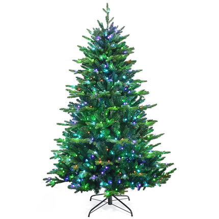 Dreamade 6ft Pre-lit Christmas Tree, Hinged Artificial Xmas Tree w/ 420 APP Controlled LED Lights - DreamadeUS