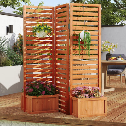 Dreamade Outdoor Wooden Privacy Screen with Planter Box