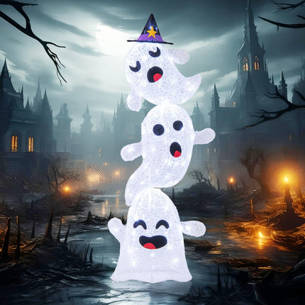 Dreamade 4 Ft Halloween Decorations Outdoor Stacked Ghosts, Free-Standing Cute Yard Decorations
