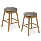 Dreamade Swivel Counter Height Barstools with Solid Wood Legs and Footrests