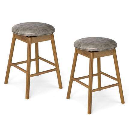Dreamade Swivel Counter Height Barstools with Solid Wood Legs and Footrests