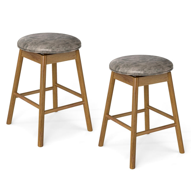 Dreamade Swivel Counter Height Barstools with Solid Wood Legs and Footrests
