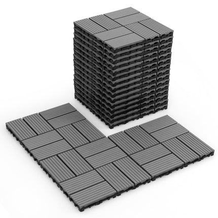 Dreamade 18/36 PCS Interlocking Deck Tiles - 12" x 12" Composite Decking Boards Waterproof All Weather
