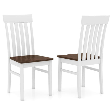 Dreamade Wooden Dining Chairs Set of 2/4 with Hollowed Backrests & Rubber Wood Seats