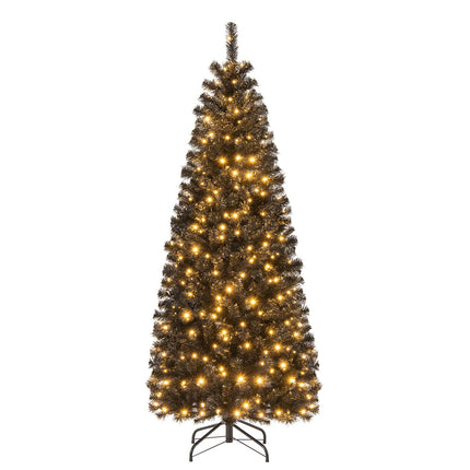 Dreamade Black Pencil Christmas Tree, Pre-lit Artificial Halloween Tree