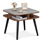 Dreamade 2-Tier Faux Marble End Table Set of 1/2