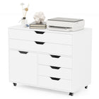 Dreamade File Cabinet, Rolling Lateral Filing Cabinet with 2 Large Drawers, 3 Small Drawers