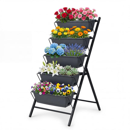 Dreamade 5-Tier Vertical Garden Planter Set 1/2 Raised Garden Bed w/Drainage