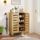 Dreamade Shoe Cabinet with Doors 4-Tier Freestanding Shoe Organizer Cabinet