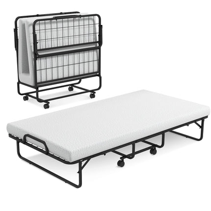 Dreamade Folding Bed with Mattress for Adults, Twin Size Rollaway Beds for Guest, 75"x 38"