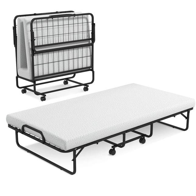 Dreamade Folding Bed with Mattress for Adults, Twin Size Rollaway Beds for Guest, 75"x 38"