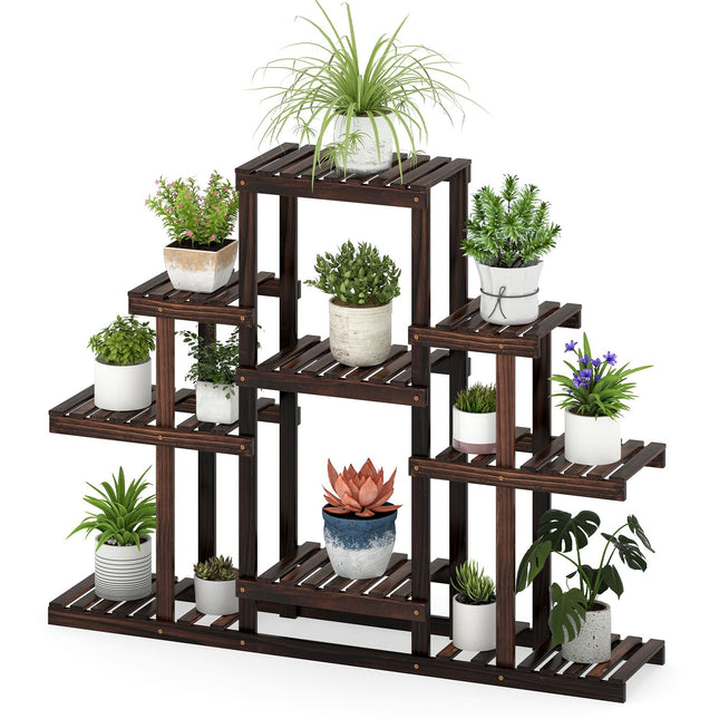 Dreamade Plant Stand Indoor & Outdoor 6 Tier Wood Flower Pot Stand for Multiple Plants