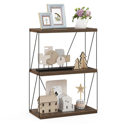 Dreamade 3-Tier Open-Back Bookshelf, Freestanding Display Rack, Metal Frame Storage Shelf